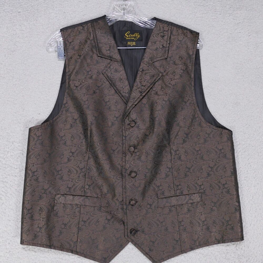 Scully Vest Men’s Medium Brown Paisley Western Cowboy Formal Rockability